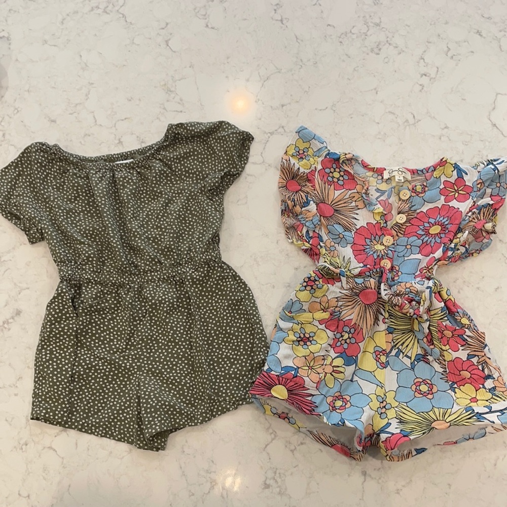 2 girls rompers size 5
